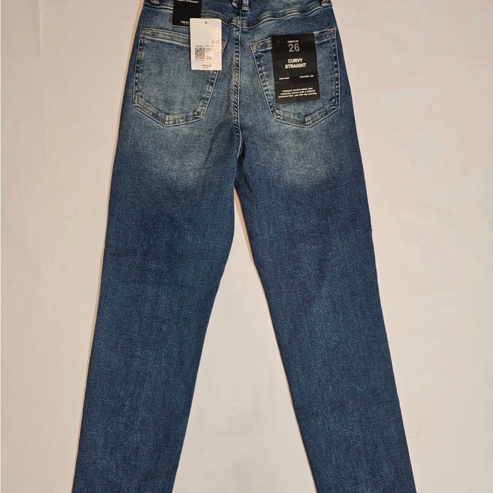NWT Forever‎ 21 Denim Jeans Curvy Straight High Rise Straight Leg Size 26 - Picture 2 of 4
